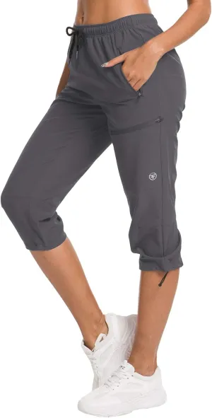 ChinFun Women's Hiking Capris Pants Outdoor Quick Dry Cargo Cropped Pants Water Resistant UPF 50 