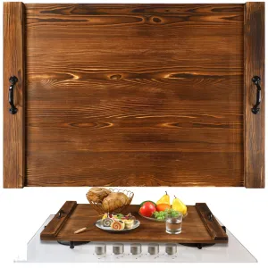 Chunful Stove Top Cover Board 30 x 22 Inch Wood Stove Top Cover Rustic Noodle Board Stove Cover with Handles for Electric Stove Gas Burners Kitchen Counter(Brown)