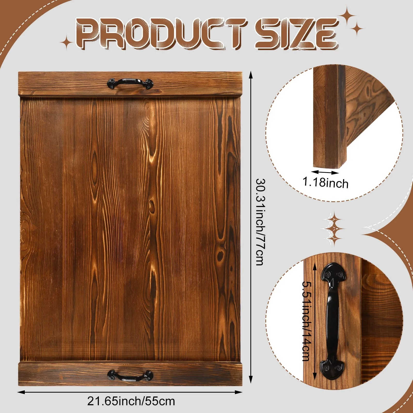 Chunful Stove Top Cover Board 30 x 22 Inch Wood Stove Top Cover Rustic Noodle Board Stove Cover with Handles for Electric Stove Gas Burners Kitchen Counter(Brown)