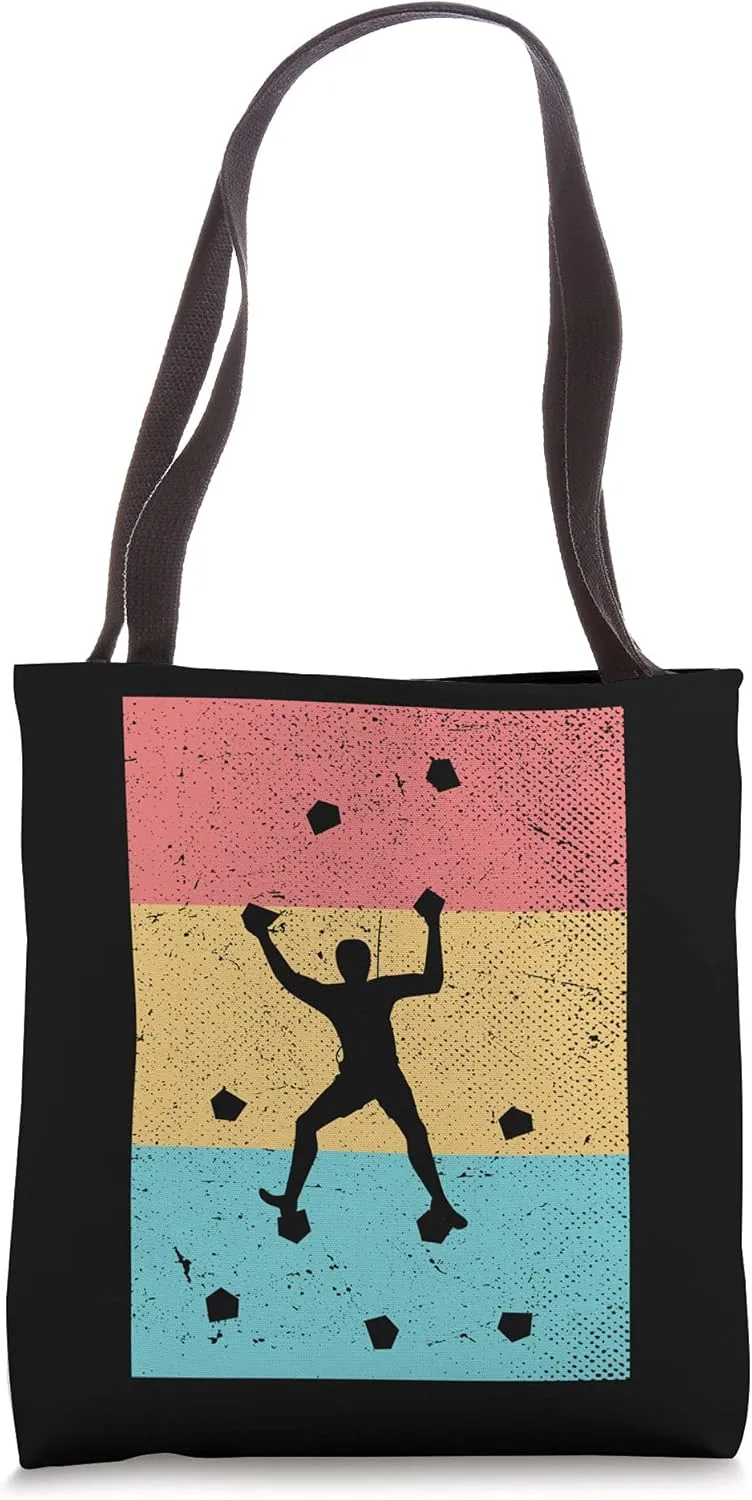 Climb Boulder Retro Wall Climber Sports Hobby Climbing Tote Bag
