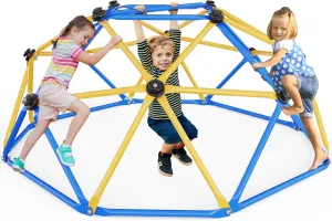 Climbing Dome, 6FT Geometric Dome Climber for Kids, Kids Indoor Outdoor Jungle Gym Supports 600lbs, Easy Assembly Playground Jungle Gym Backyard Play Equipment, Yellow Blue