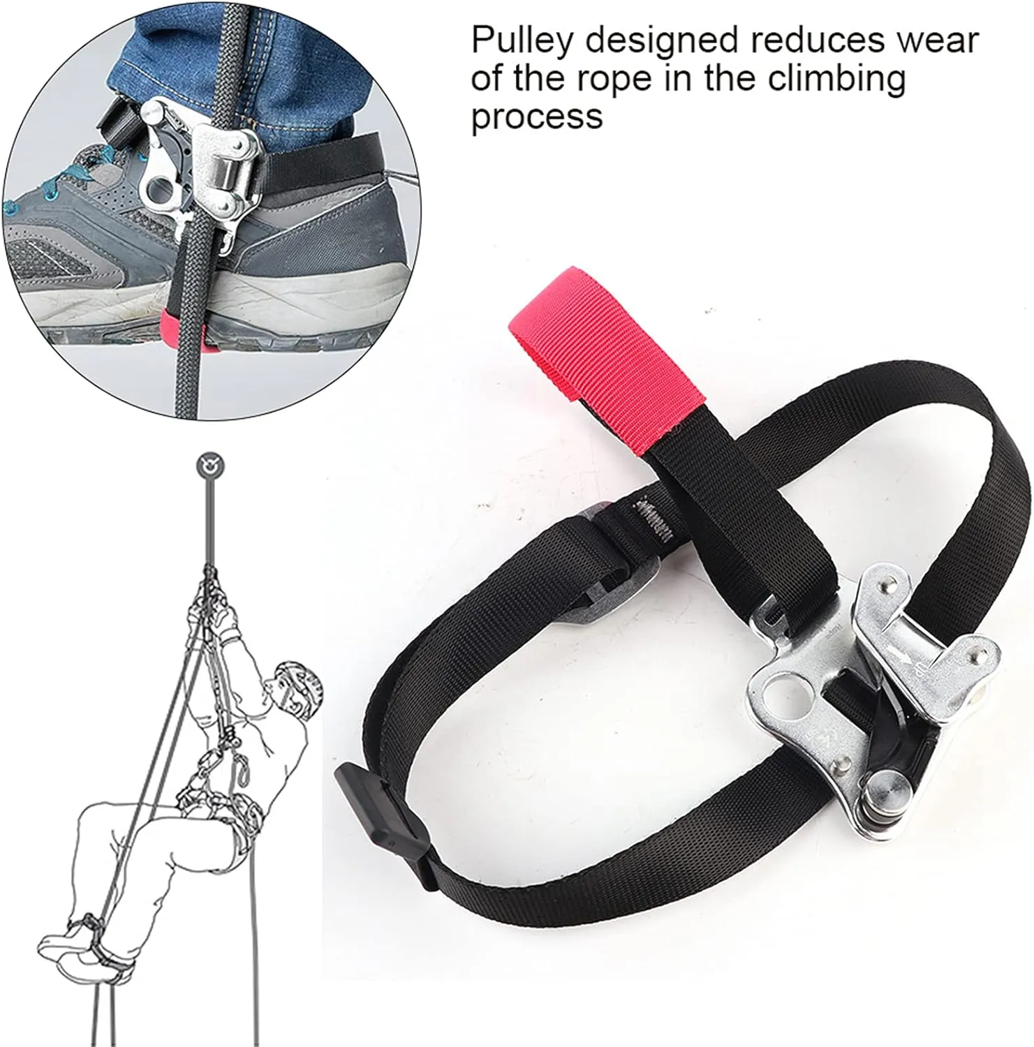 Climbing Foot Ascender, Aviation Aluminum Left Right Foot, Outdoor Rock Climbing Mountaineering Foot, Ascender Riser Anti Drop Guardor Equipment Accessory