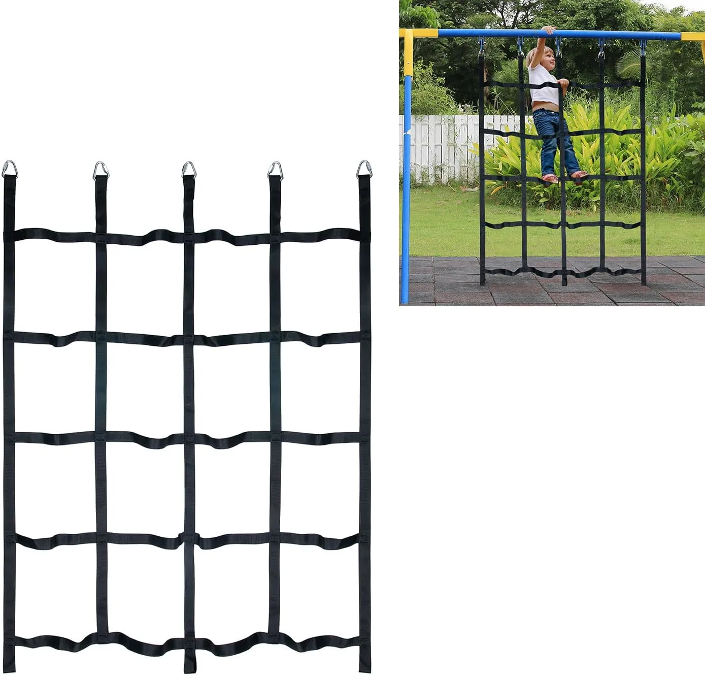 Climbing Net for Kids Outdoor, Climbing Cargo Net, Playground Accessories, Kids Climbing Net Swing set Accessories for Jungle Gyms Playground Obstacle Course Training for Outdoor (Black)