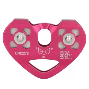 Climbing Pulley Aviation Aluminum Double Shaft Climbing Sheave Pulley Rock Climbing Accessory Outdoor Climbing Pulley Block Wine Red for Mountaineering (2)