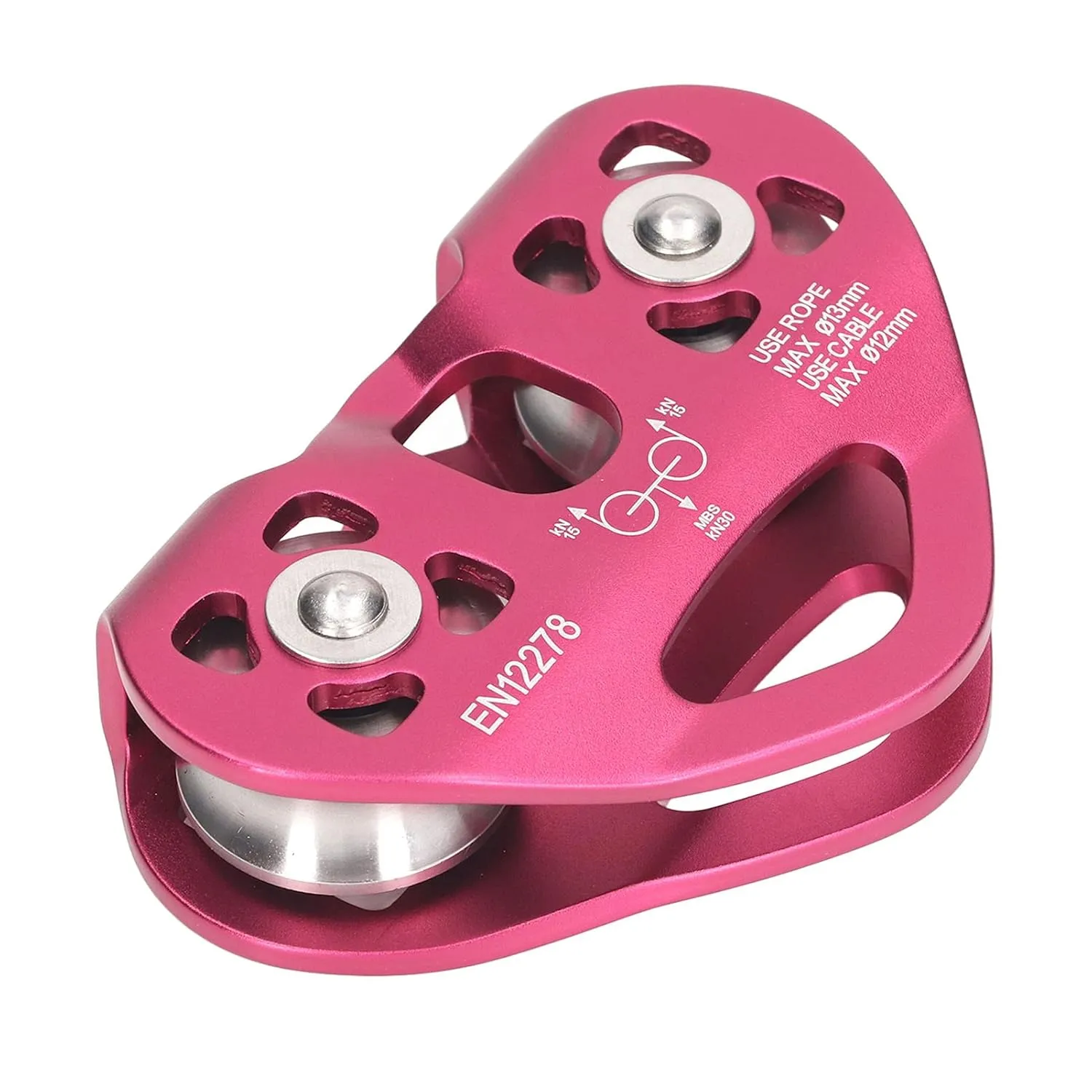 Climbing Pulley Aviation Aluminum Double Shaft Climbing Sheave Pulley Rock Climbing Accessory Outdoor Climbing Pulley Block Wine Red for Mountaineering (2)
