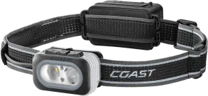 Coast RL20RB 1000 Lumen Tri-Color LED Rerchargeable Headlamp with Included Extra Power Pack, Flood and Spot Beams, Variable Light Control, Red/Green Modes