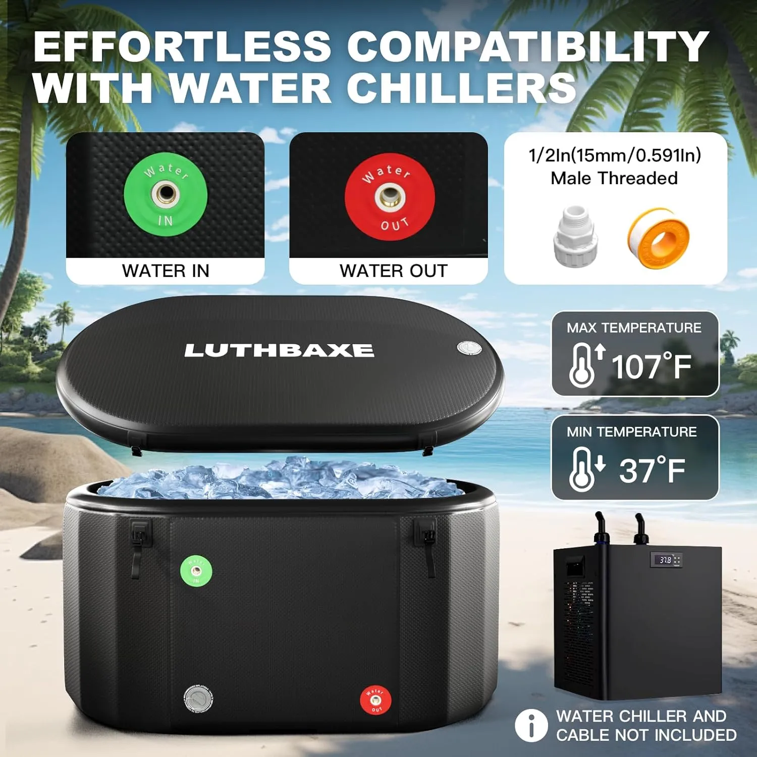 Cold Plunge | Upgraded 218 Gallon Inflatable Ice Freestanding Bathtub with 5 Layers Durable Design | Portable Cold Water Bath for Athletes' Recovery | Ice Bath for Outdoor and Camping | Black