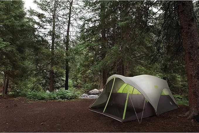 Coleman Steel Creek Fast Pitch Dome Camping Tent with Screened Porch, 6-Person Tent Includes Pre-Attached Poles, Integrated Rainfly, and Screened-In Porch, Sets Up in 7 Minutes