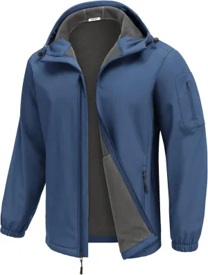 COOFANDY Men's Hooded Softshell Jacket Waterproof Fleece Lined Windbreaker Lightweight Outdoor Hiking Jacket