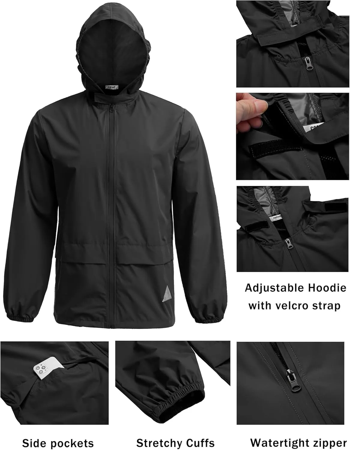 COOFANDY Men's Rain Suit 2 Piece Waterproof Breathable Rain Gear Lightweight Rain Jacket Pants Rainwear Suit