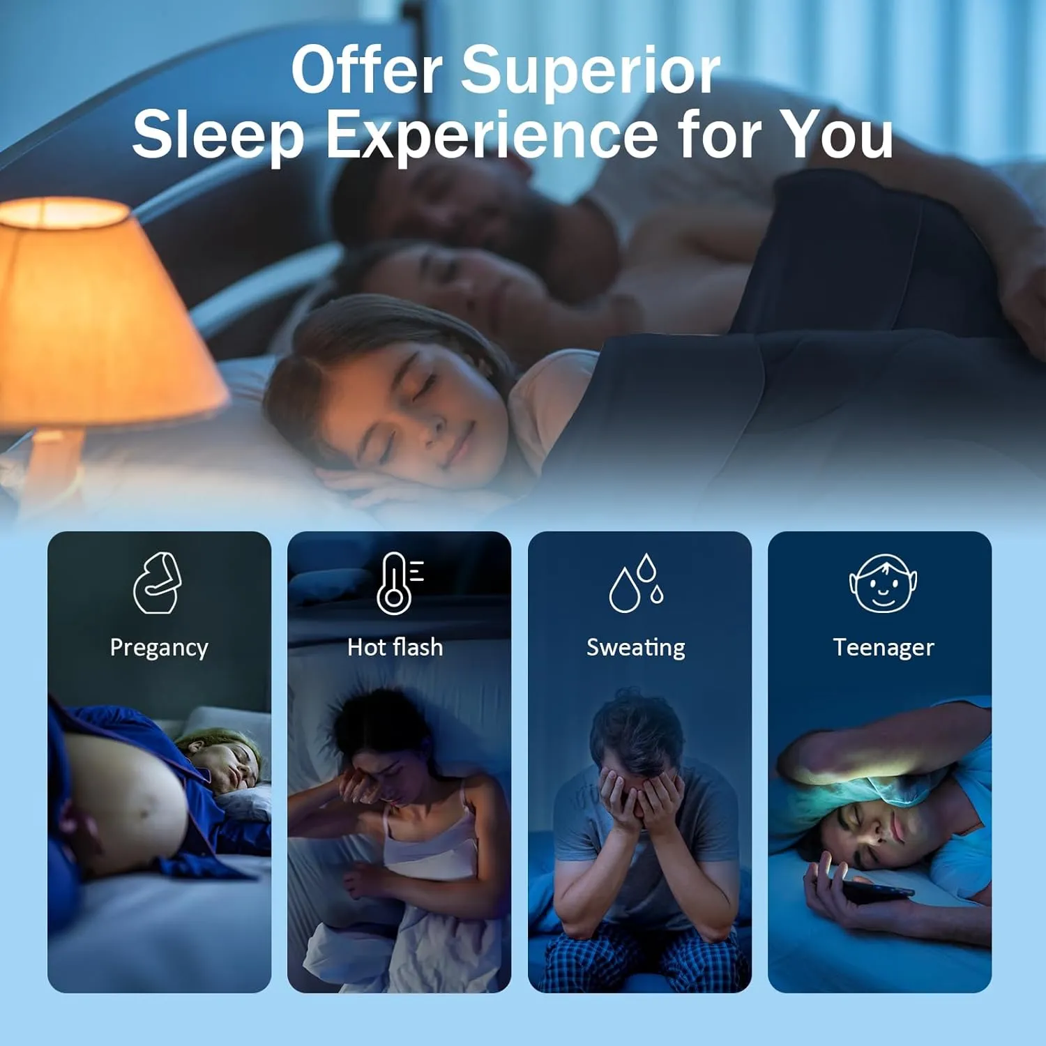Cooling Blanket Comforter Hot Sleepers Full/Queen Soft Cooling Blanket, Double-Sided Cool Bedding for Night Sweats, All-Season Lightweight Comforter(90 * 90inch, Midnight Blue)
