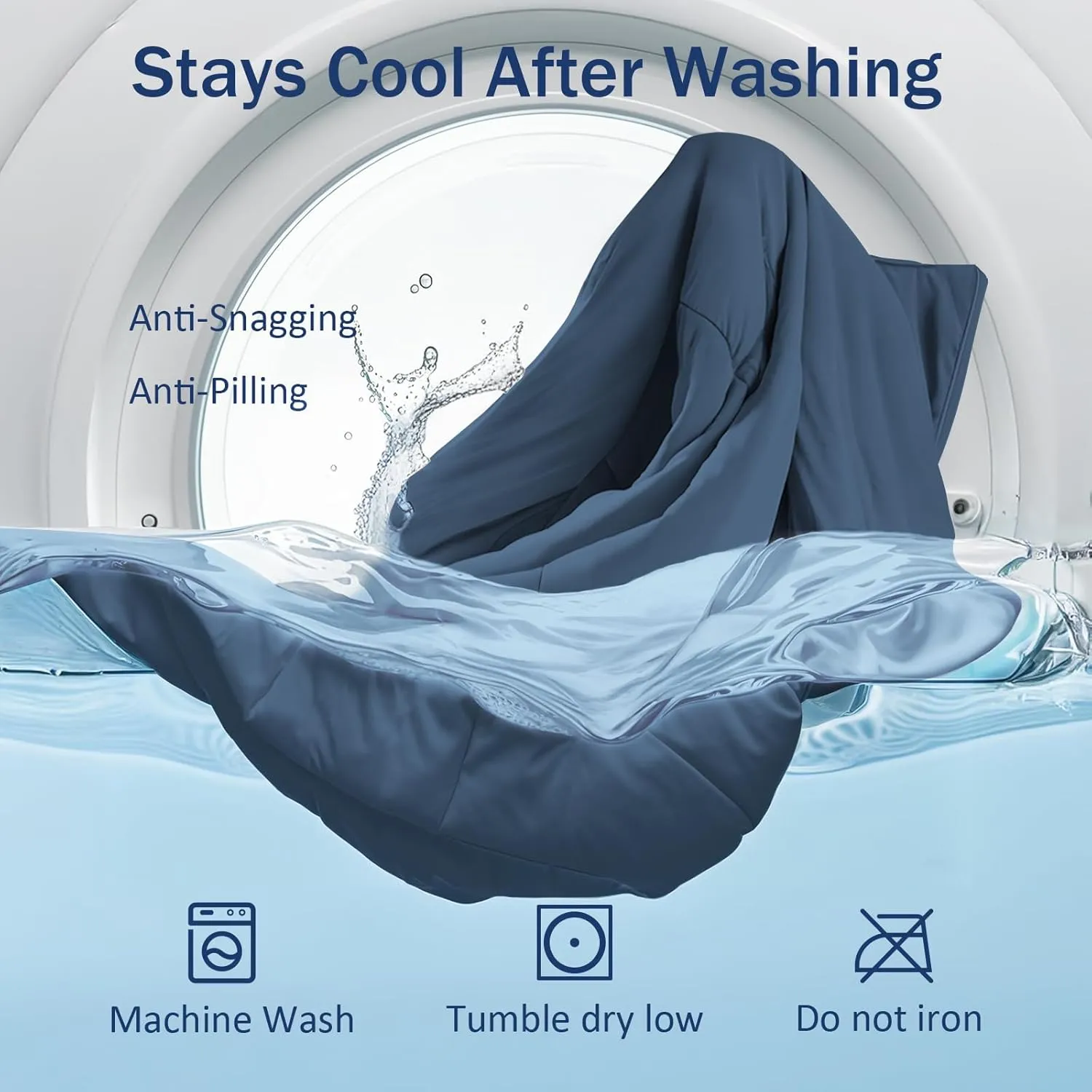 Cooling Blanket Comforter Hot Sleepers Full/Queen Soft Cooling Blanket, Double-Sided Cool Bedding for Night Sweats, All-Season Lightweight Comforter(90 * 90inch, Midnight Blue)