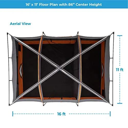 Core 12-Person Multi-Room Camping Tent for Large Familes: Height 8'2",