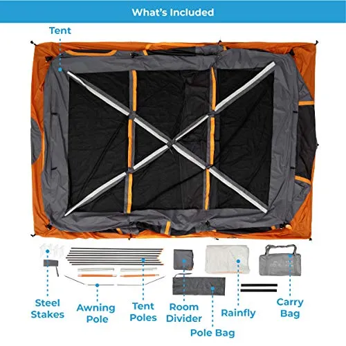 Core 12-Person Multi-Room Camping Tent for Large Familes: Height 8'2",