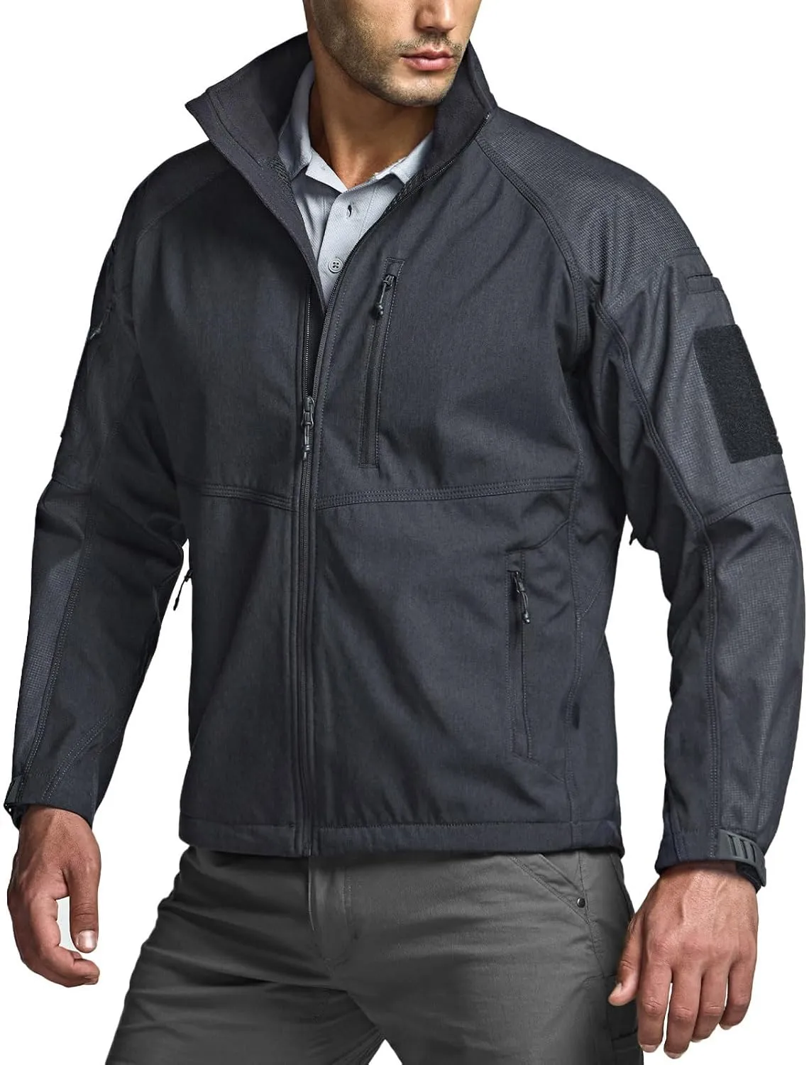 CQR Men's Fleece Lined Tactical Softshell Jackets, Lightweight Water Resistant Hunting Hiking Jacket, Winter Outdoor Jacket