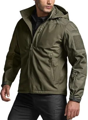 CQR Men's Fleece Lined Tactical Softshell Jackets, Lightweight Water Resistant Hunting Hiking Jacket, Winter Outdoor Jacket