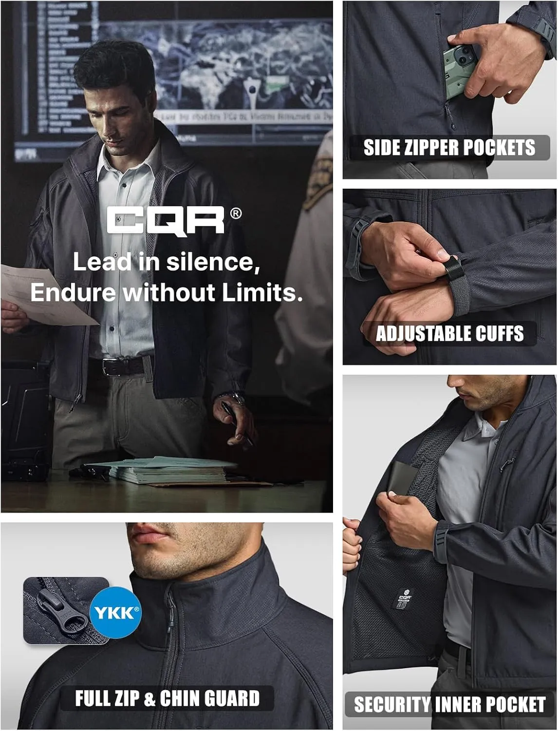 CQR Men's Fleece Lined Tactical Softshell Jackets, Lightweight Water Resistant Hunting Hiking Jacket, Winter Outdoor Jacket