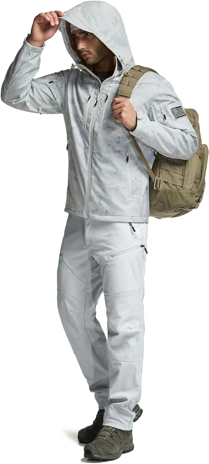 CQR Men's Fleece Lined Tactical Softshell Jackets, Lightweight Water Resistant Hunting Hiking Jacket, Winter Outdoor Jacket