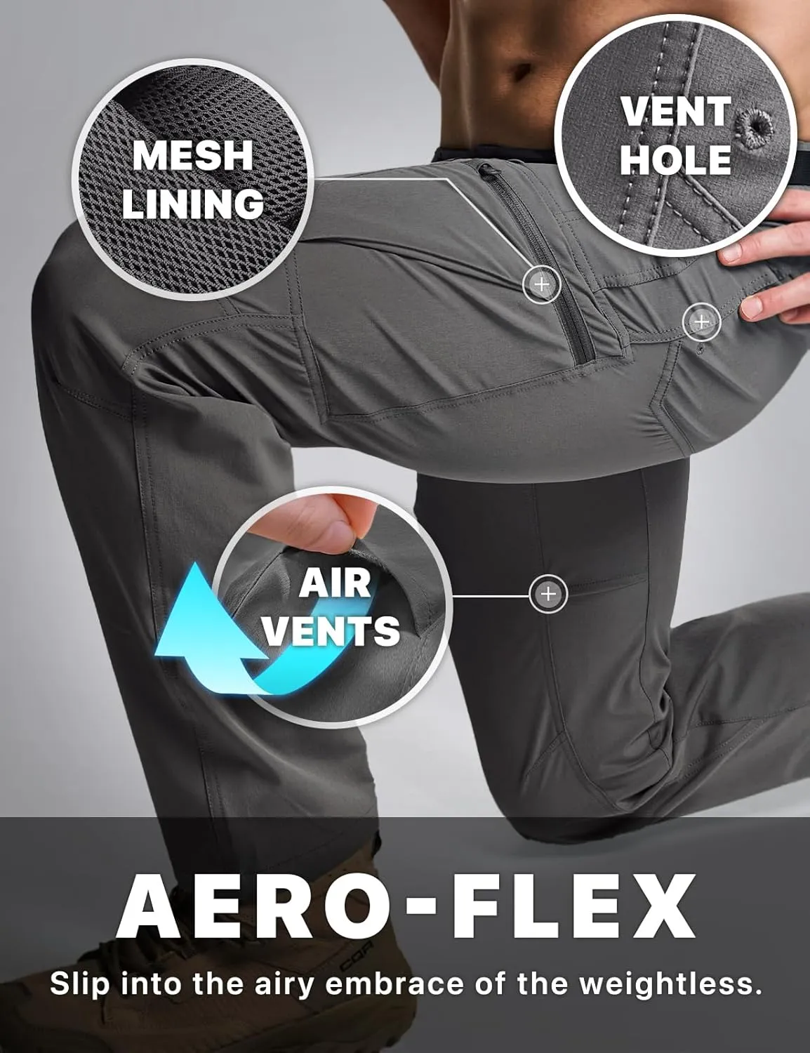 CQR Men's Quick Dry Tactical Pants, Water Resistant Outdoor Pants, Lightweight Stretch Cargo Work Hiking Pants