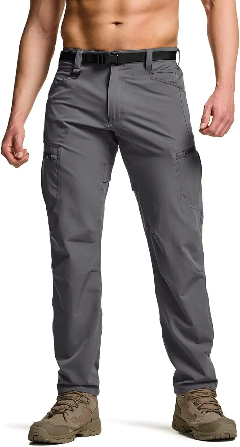 CQR Men's Quick Dry Tactical Pants, Water Resistant Outdoor Pants, Lightweight Stretch Cargo Work Hiking Pants