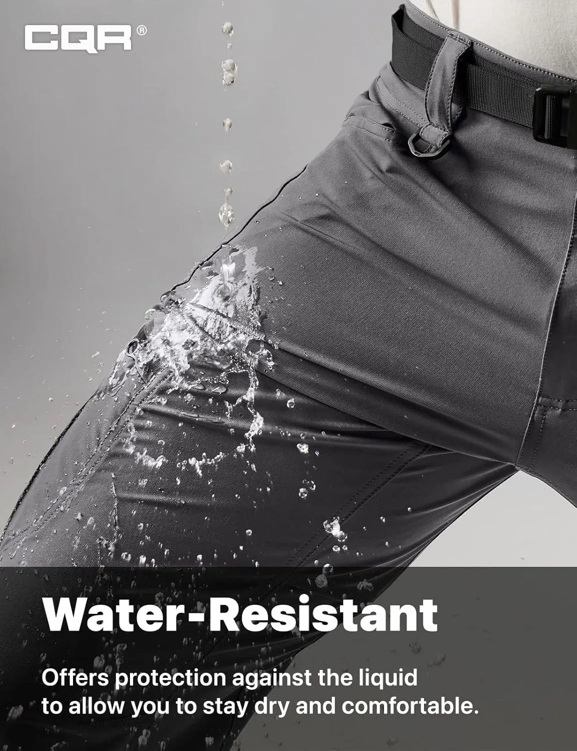 CQR Men's Quick Dry Tactical Pants, Water Resistant Outdoor Pants, Lightweight Stretch Cargo Work Hiking Pants