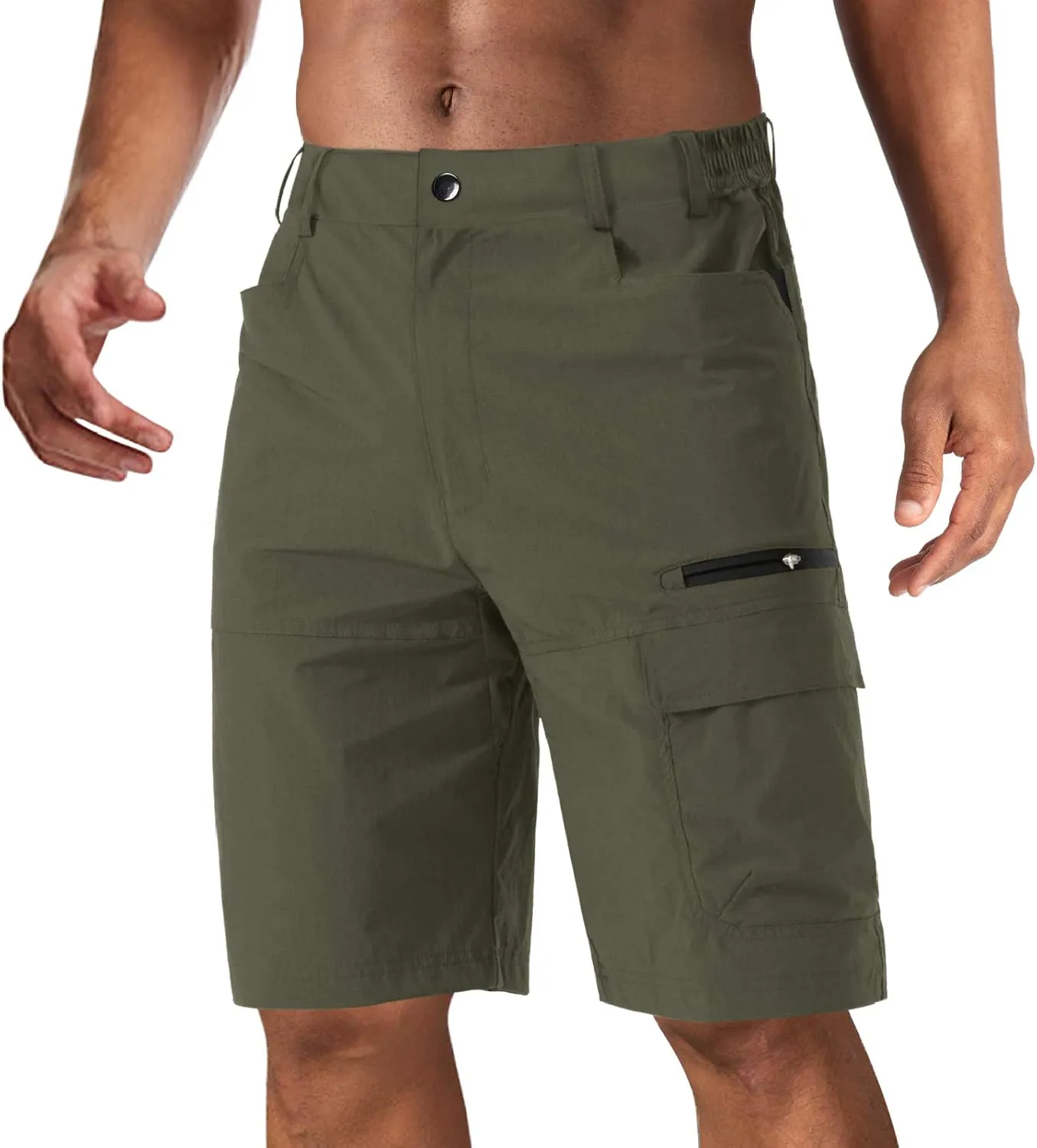 CRYSULLY Men's Hiking Cargo Shorts Outdoor Summer Lightweight Quick Dry Work Casual Shorts with 5 Zipper Pockets