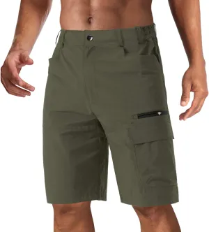 CRYSULLY Men's Hiking Cargo Shorts Outdoor Summer Lightweight Quick Dry Work Casual Shorts with 5 Zipper Pockets