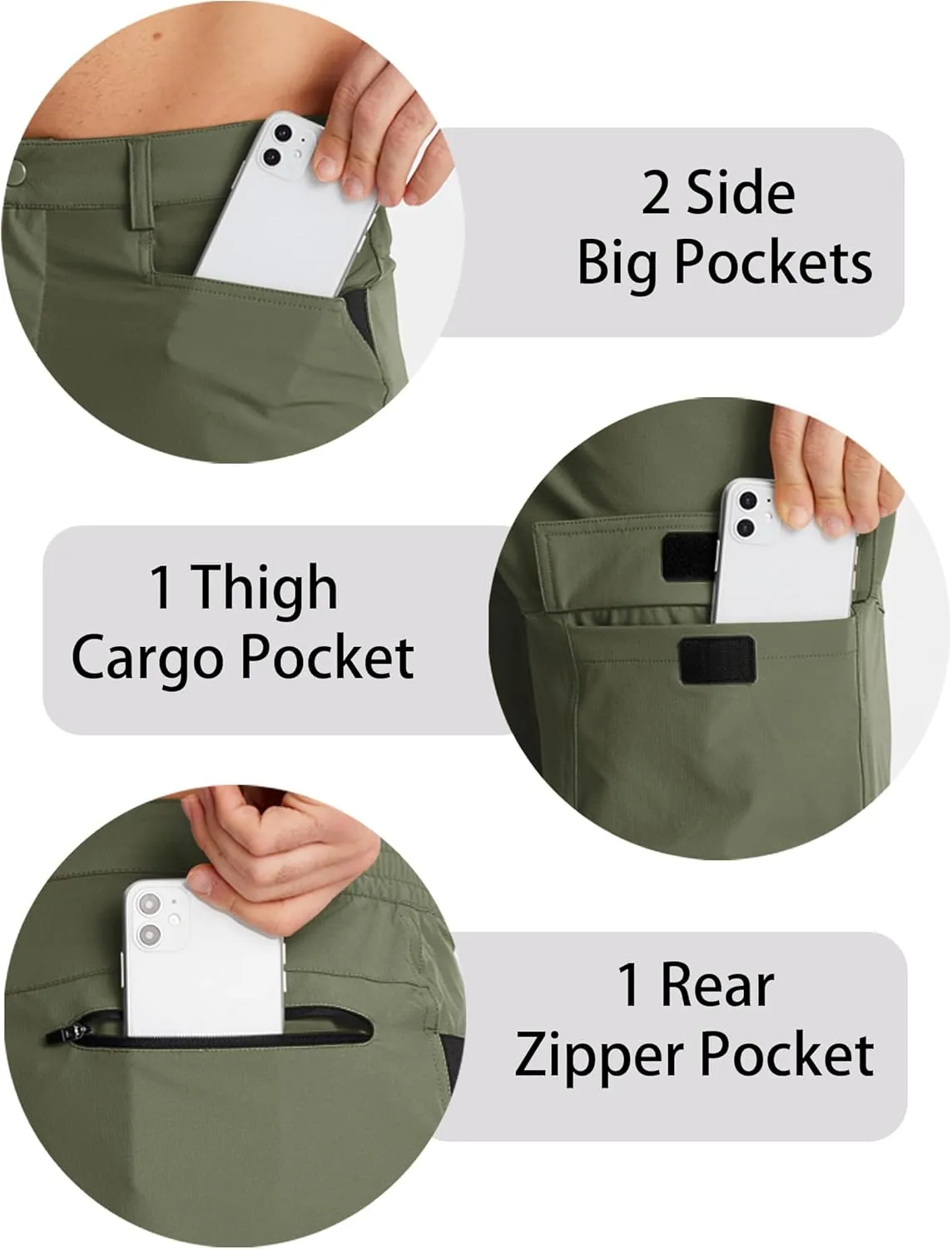 CRYSULLY Men's Hiking Cargo Shorts Outdoor Summer Lightweight Quick Dry Work Casual Shorts with 5 Zipper Pockets
