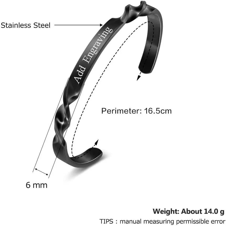 Custom Adjustable Stainless Steel Women Bracelets Personalized Names Cuff Bangle Bracelets for Friends