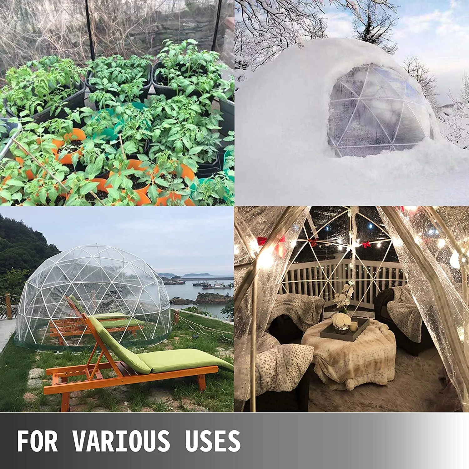 CZGBRO Bubble Tent Dome House Camping 12ft, Garden Outdoor Clear Shelter Geodesic 5-7 Person for Backyard Patios, Canopy Gazebos Screen House Room Lean to Greenhouse