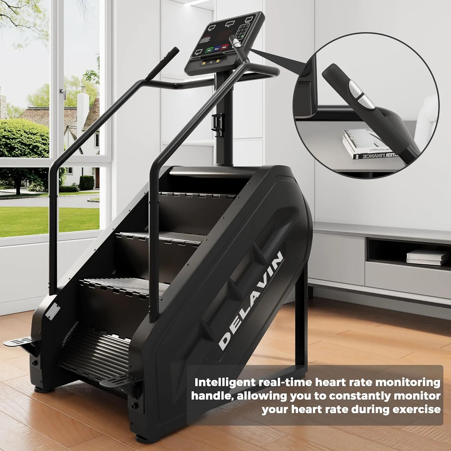 DELAVIN Stair Stepper with LED Screen, Commercial Grade Stepper Machine with 15 Speed Levels, Stepmill Exercise Machine with 440 LBS Capacity, Stair Climber for Cardio and Lower Body Workouts (FBA)