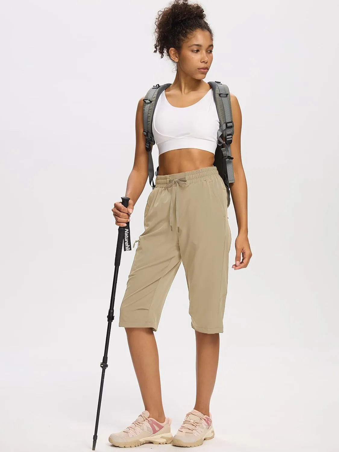 DEVOROPA Women's Hiking Long Shorts Knee Length Lightweight Quick Dry Cargo Athletic Bermuda Beach Shorts with Zipper Pockets