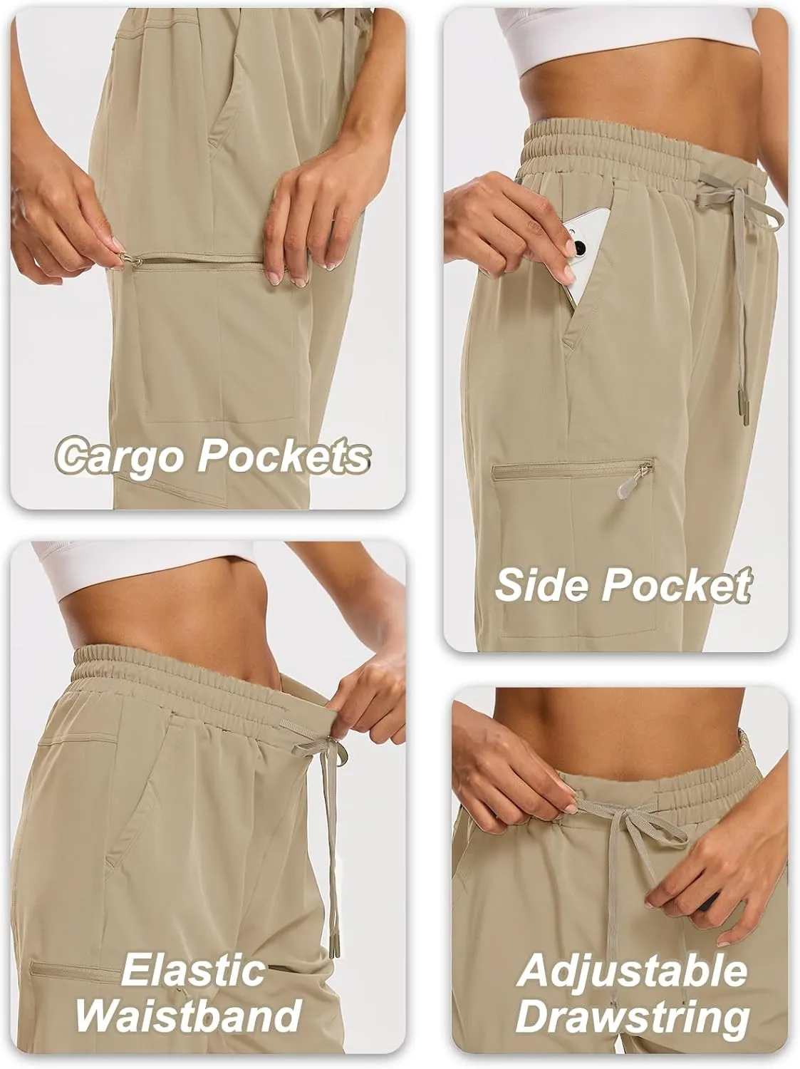 DEVOROPA Women's Hiking Long Shorts Knee Length Lightweight Quick Dry Cargo Athletic Bermuda Beach Shorts with Zipper Pockets