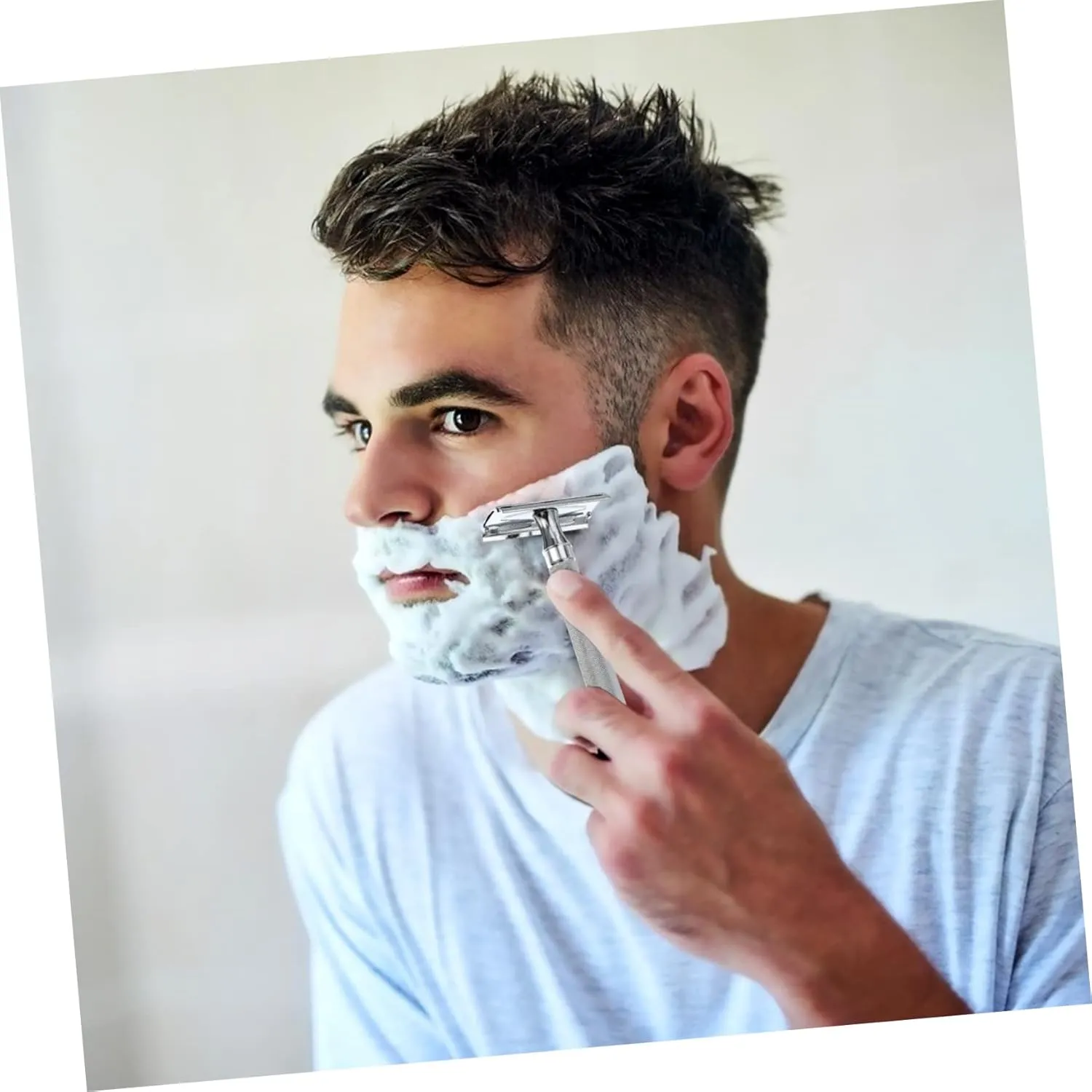 Didiseaon 2pcs Safety Double Blade Premium Reusable for Men Women Comfortable Handle Design for Facial Hair Trimming and Beard Grooming