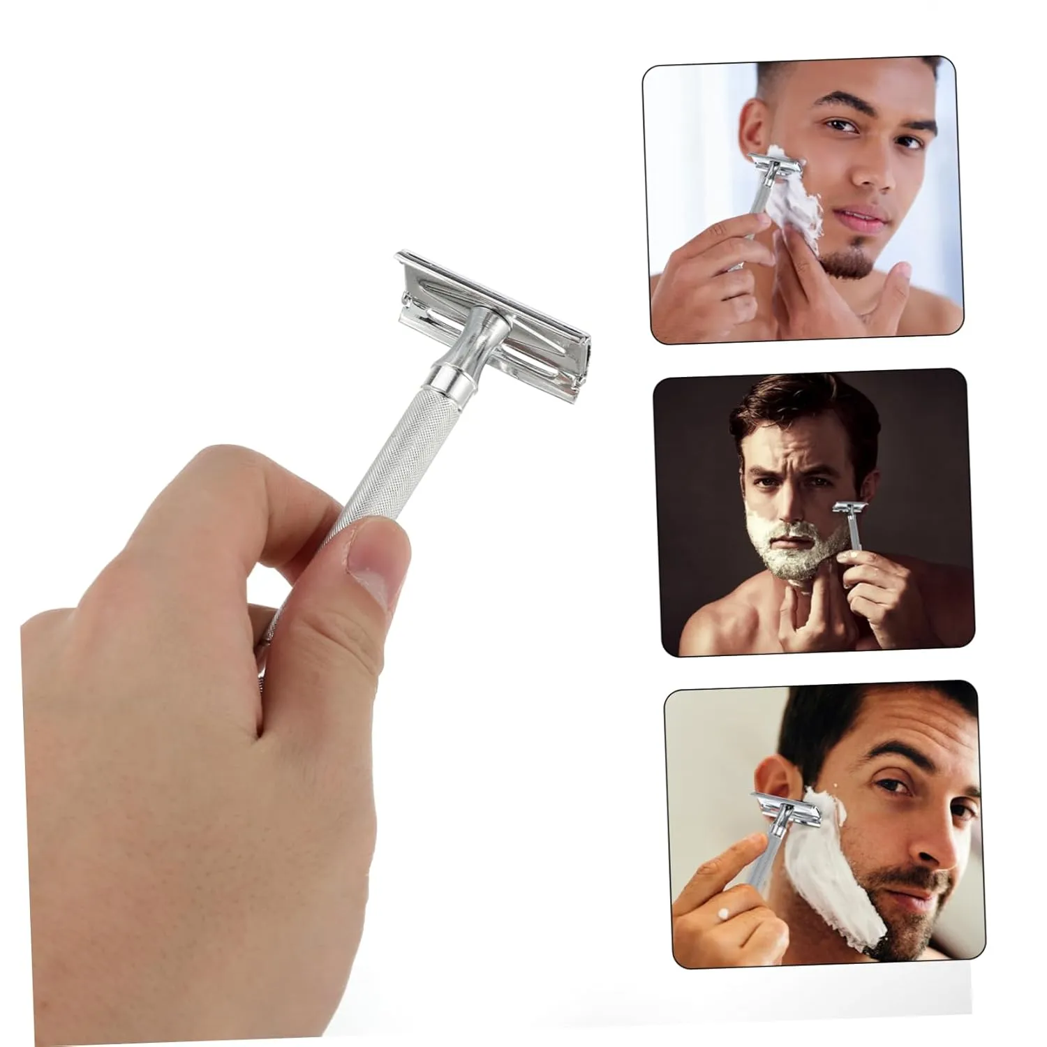 Didiseaon 2pcs Safety Double Blade Premium Reusable for Men Women Comfortable Handle Design for Facial Hair Trimming and Beard Grooming