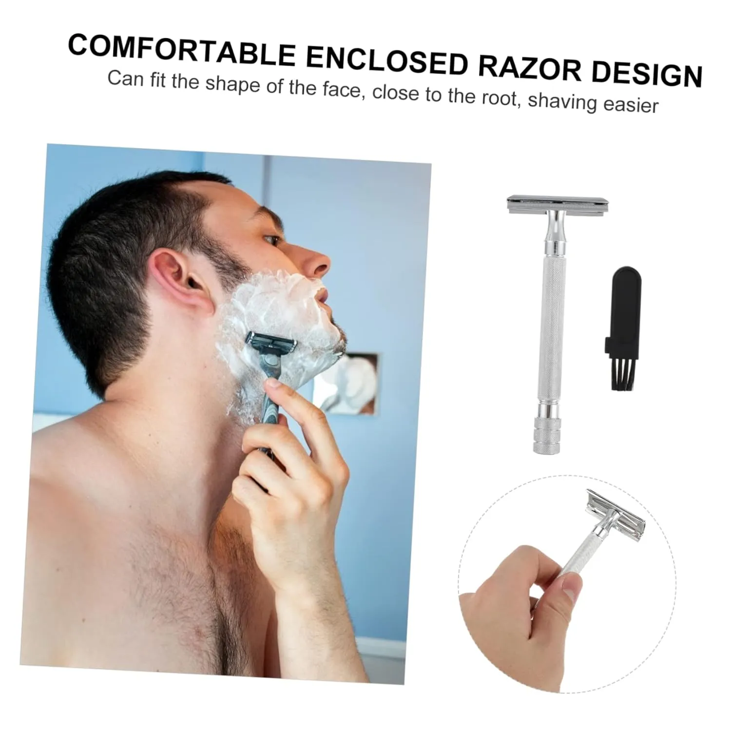 Didiseaon 2pcs Safety Double Blade Premium Reusable for Men Women Comfortable Handle Design for Facial Hair Trimming and Beard Grooming