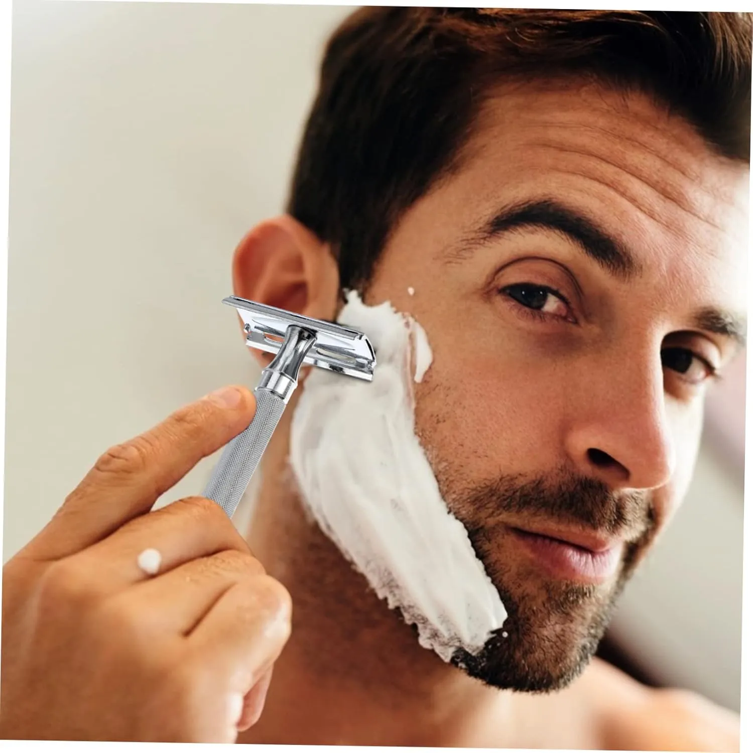 Didiseaon 2pcs Safety Double Blade Premium Reusable for Men Women Comfortable Handle Design for Facial Hair Trimming and Beard Grooming