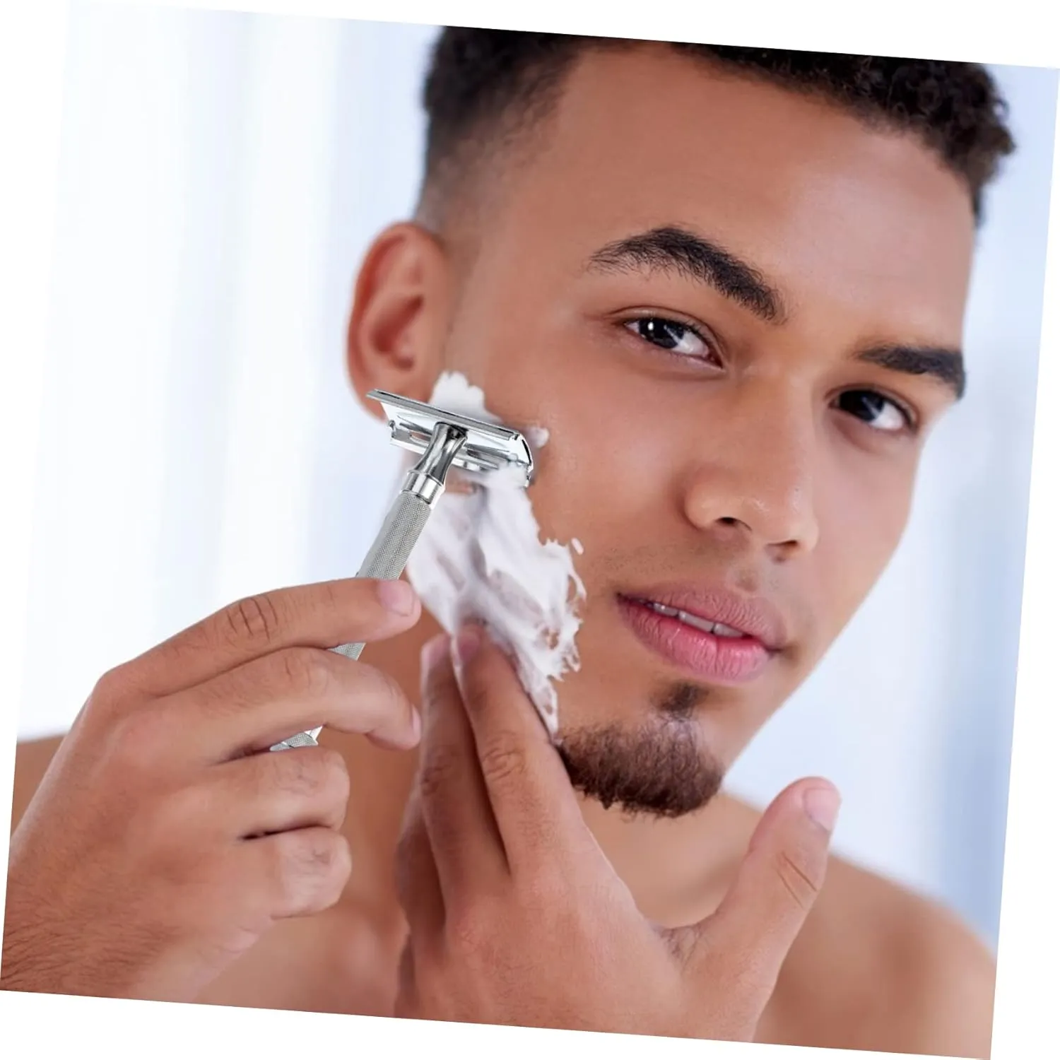 Didiseaon 2pcs Safety Double Blade Premium Reusable for Men Women Comfortable Handle Design for Facial Hair Trimming and Beard Grooming