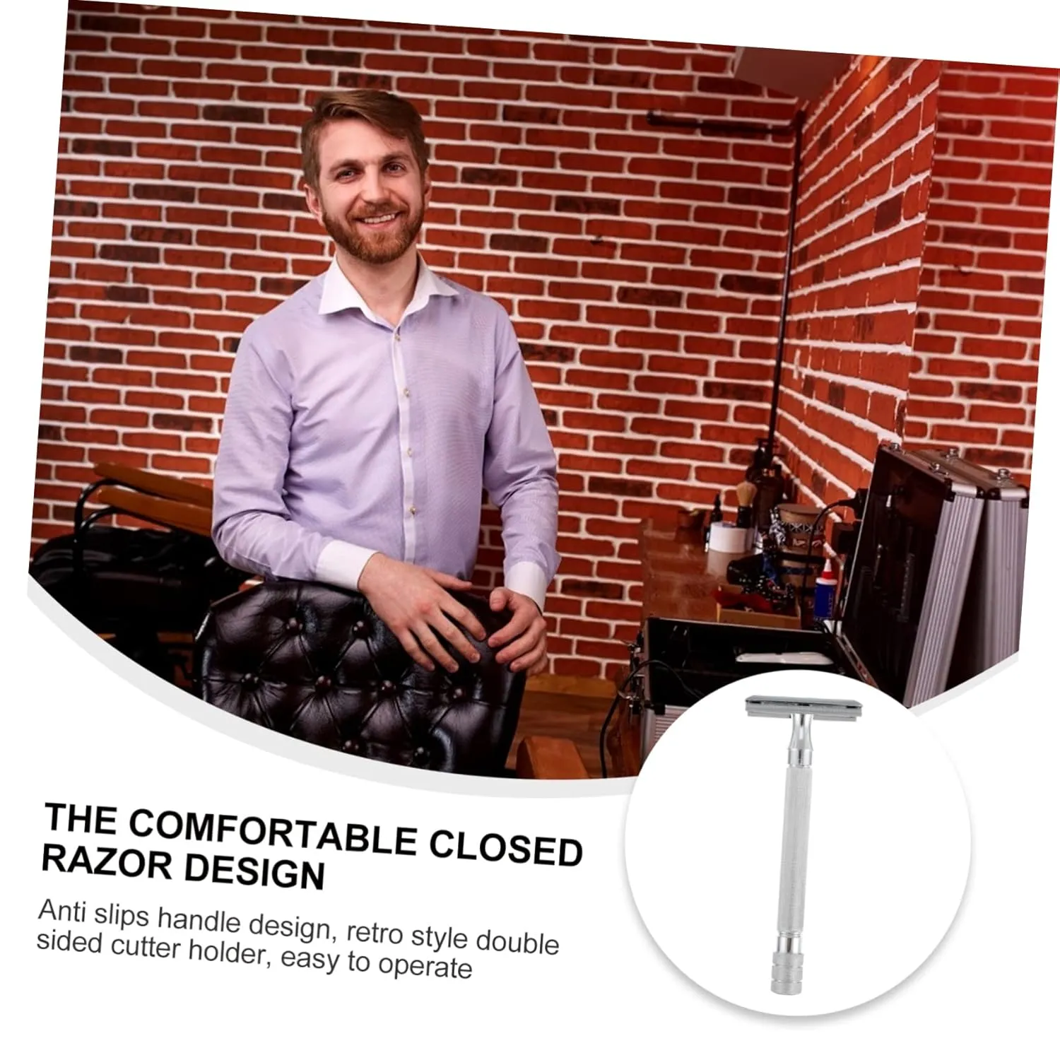 Didiseaon 2pcs Safety Double Blade Premium Reusable for Men Women Comfortable Handle Design for Facial Hair Trimming and Beard Grooming