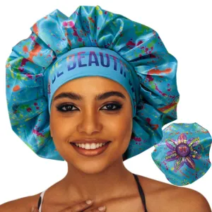 Discover reversible premium double layer silk satin sleeping bonnets designed for hair protection, moisture retention, and all-night comfort. Keep your hair healthy and frizz-free-blue