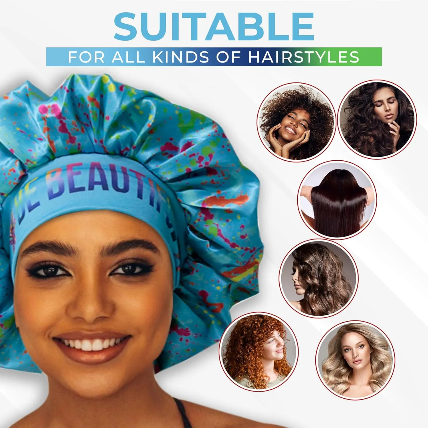 Discover reversible premium double layer silk satin sleeping bonnets designed for hair protection, moisture retention, and all-night comfort. Keep your hair healthy and frizz-free-blue