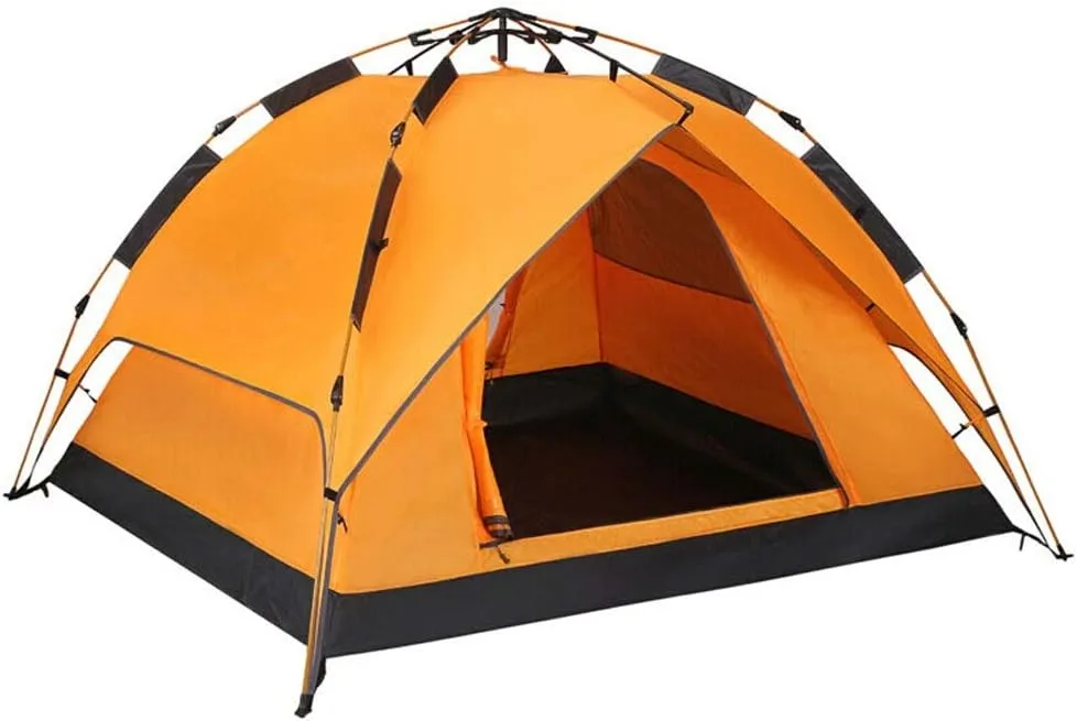 Dome Light Camping Tent Dome Camping Tent Instant Pop Up Tent Sun Shelter 3-4 People Double Doors Portable Tent, 220X190X120CM, Green
