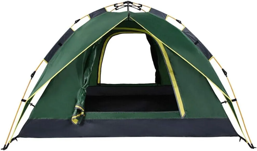 Dome Light Camping Tent Dome Camping Tent Instant Pop Up Tent Sun Shelter 3-4 People Double Doors Portable Tent, 220X190X120CM, Green