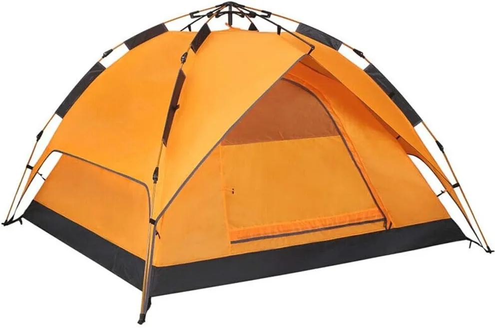 Dome Light Camping Tent Dome Camping Tent Instant Pop Up Tent Sun Shelter 3-4 People Double Doors Portable Tent, 220X190X120CM, Green