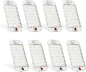 Dome Light for RV Interior, 48LED 800LM Ultra Bright 12 Volt LED White Lights, RV Ceiling Light with Switch Control, Ideal for Car Van Truck Camper Lorry Motorhome Boat(8 Pack)