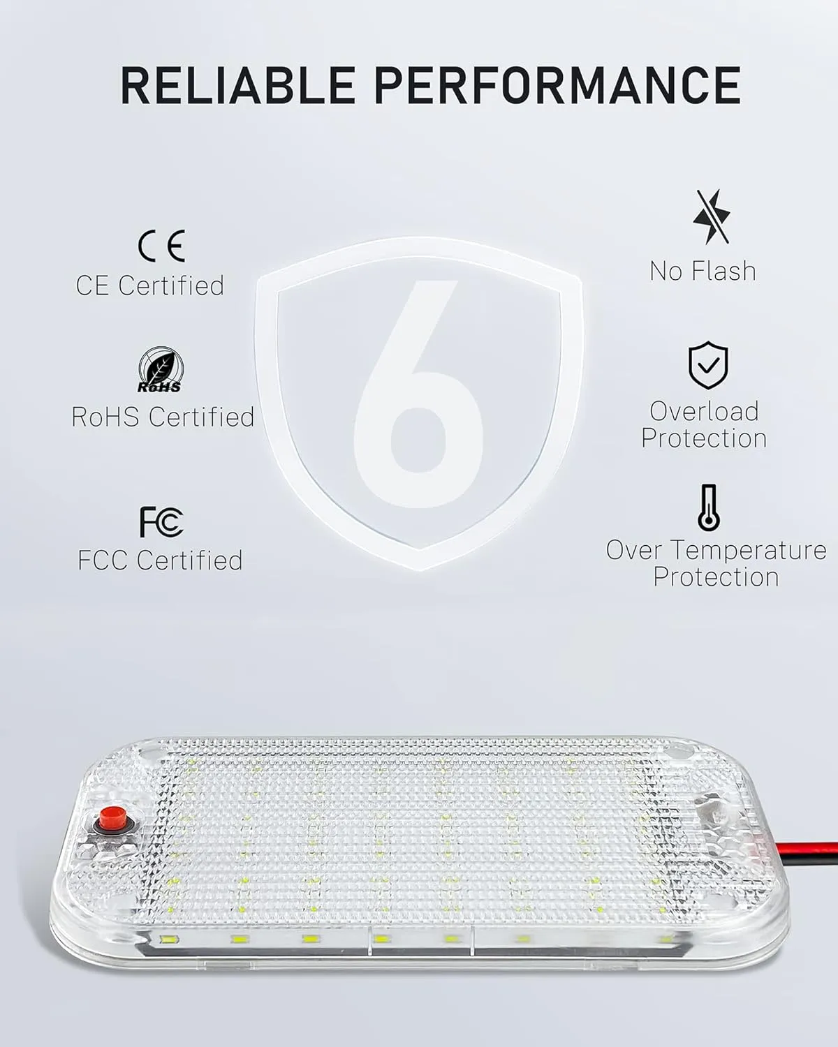 Dome Light for RV Interior, 48LED 800LM Ultra Bright 12 Volt LED White Lights, RV Ceiling Light with Switch Control, Ideal for Car Van Truck Camper Lorry Motorhome Boat(8 Pack)