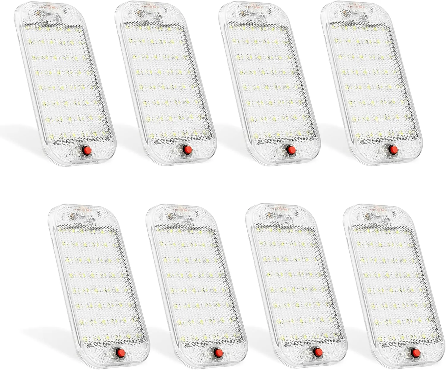 Dome Light for RV Interior, 48LED 800LM Ultra Bright 12 Volt LED White Lights, RV Ceiling Light with Switch Control, Ideal for Car Van Truck Camper Lorry Motorhome Boat(8 Pack)