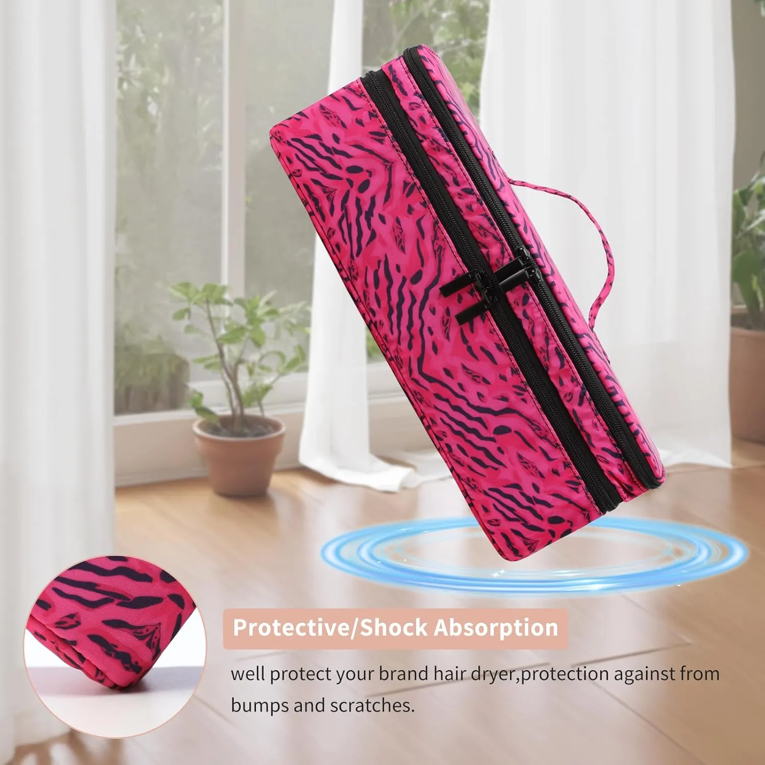 Double-Layer Travel Carrying Case Compatible with Revlon One-Step Hair Dryer Brush/Volumizer/Styler/Shark FlexStyle Attachment Portable Storage Organizer Bag for Hair Tools Travel