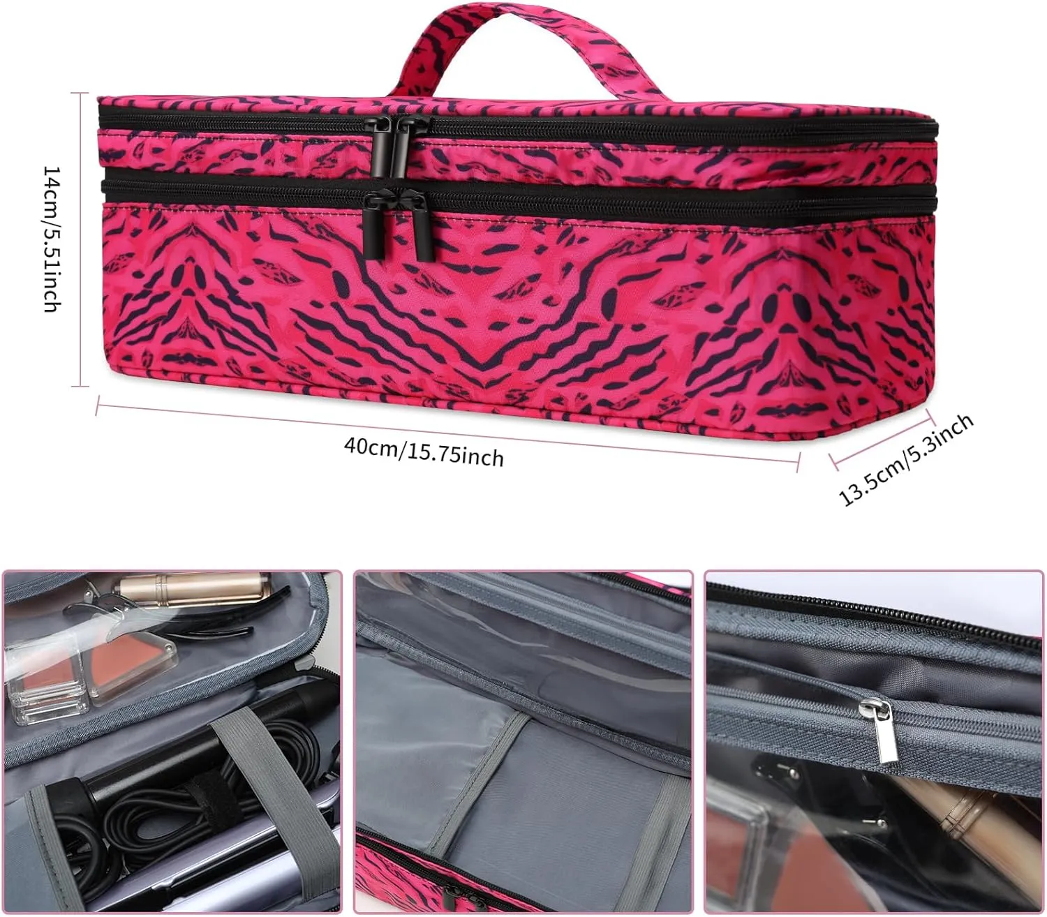 Double-Layer Travel Carrying Case Compatible with Revlon One-Step Hair Dryer Brush/Volumizer/Styler/Shark FlexStyle Attachment Portable Storage Organizer Bag for Hair Tools Travel