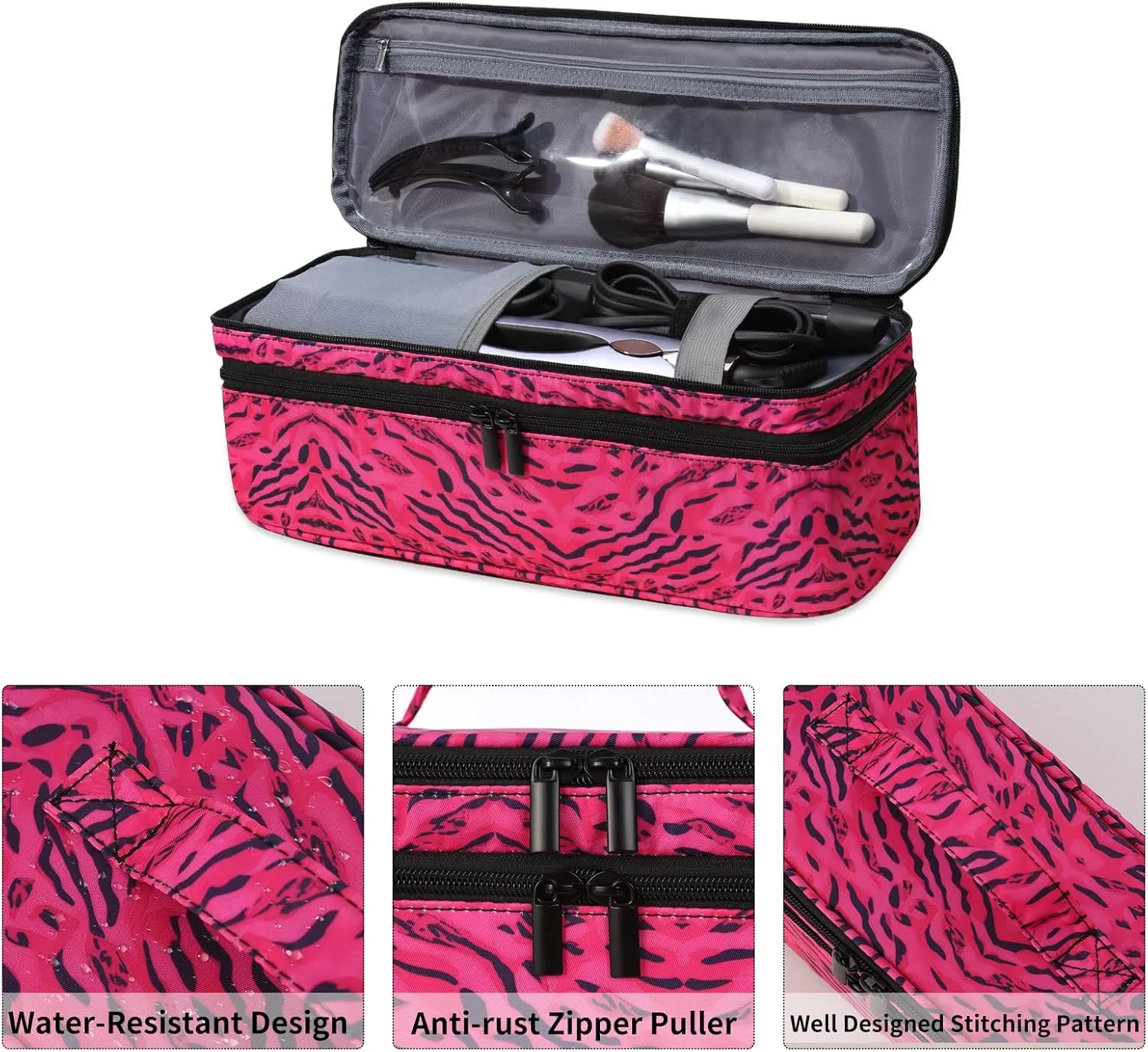 Double-Layer Travel Carrying Case Compatible with Revlon One-Step Hair Dryer Brush/Volumizer/Styler/Shark FlexStyle Attachment Portable Storage Organizer Bag for Hair Tools Travel